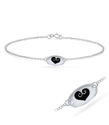 Heart with Enamel Silver Bracelet BRS-265